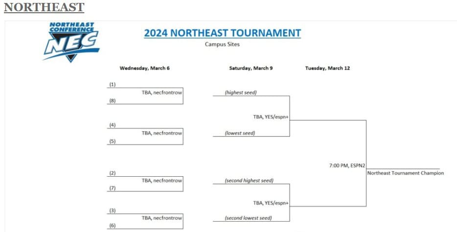 printable 2024 NEC basketball tournament schedule
