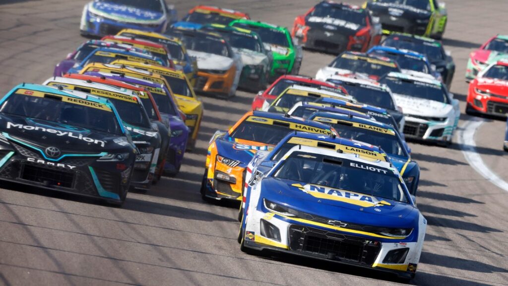 NASCAR cars racing