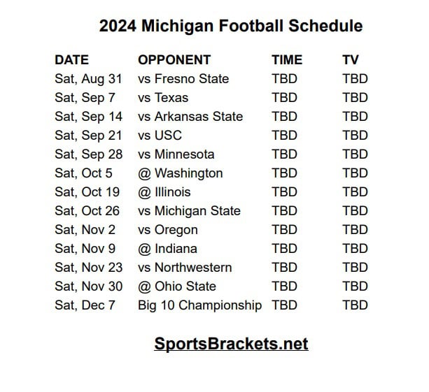 printable 2024 Michigan football schedule