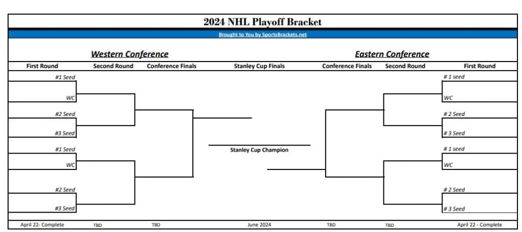 printable 2024 NHL Playoff Bracket