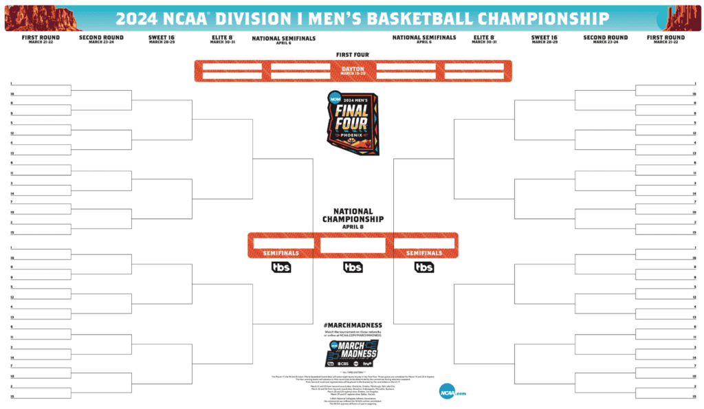 Blank NCAA Men's Bracket from NCAA.com