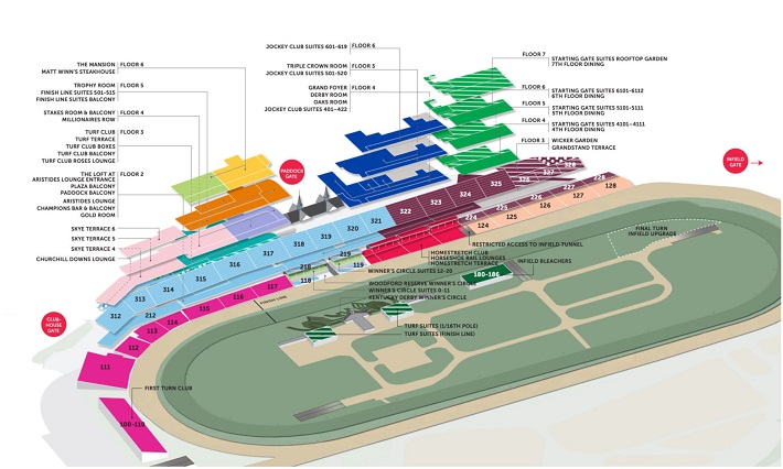 Churchill Downs Seating Chart for the Kentucky Derby