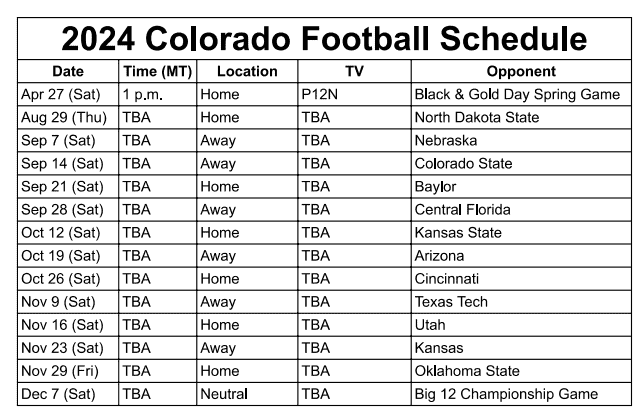 Printable 2024 Colorado Football Schedule - Sports Brackets Printable 2024 Colorado Football Schedule