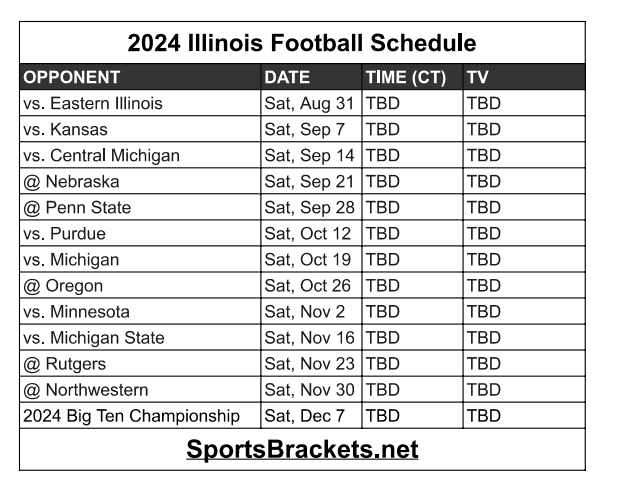 Printable 2024 Illinois Football Schedule