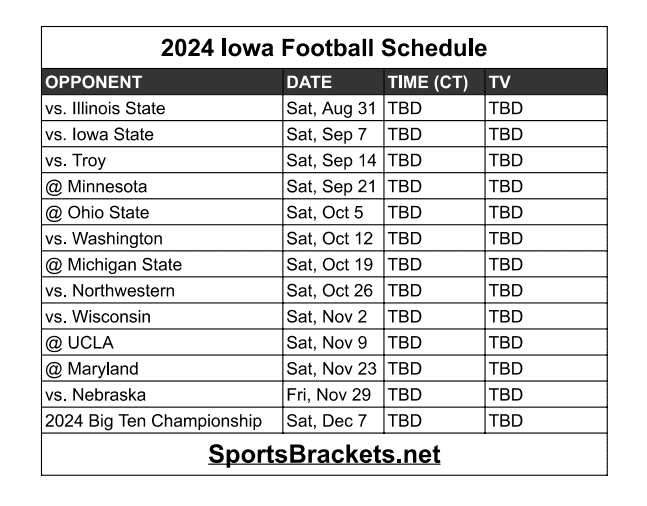 Printable 2024 Iowa Football Schedule