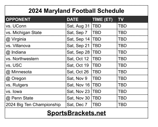 Printable-2024-Maryland-Football-Schedule - Sports Brackets Printable 2024 Maryland Football Schedule