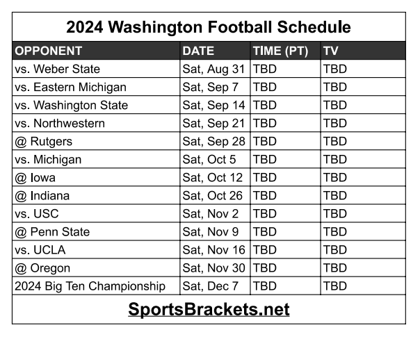 Printable 2024 Washington Football Schedule