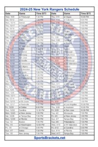 Read more about the article 2024-25 NY Rangers Schedule; Printable, PDF Format