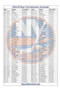 Read more about the article 2024-25 NY Islanders Schedule; Printable, PDF Format