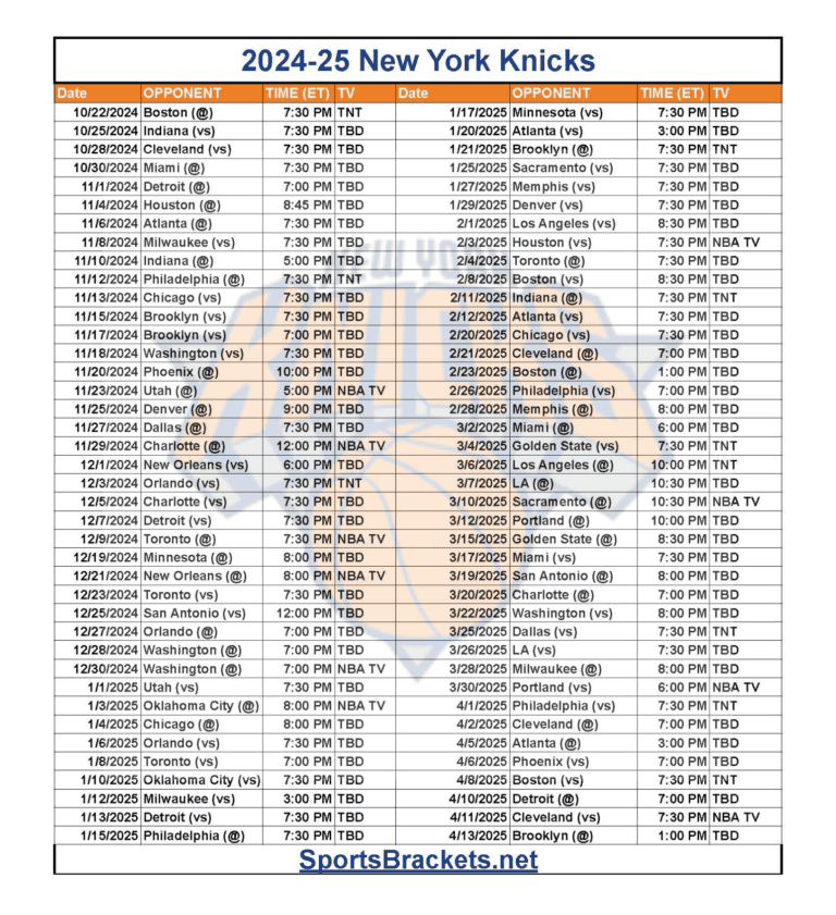 Printable 2024-25 LA Clippers Schedule; TV Broadcasts and Matchups ...