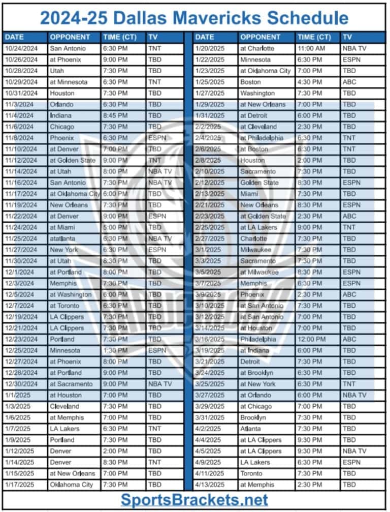 Printable 2024-25 Washington Wizards Schedule; TV Broadcasts and ...