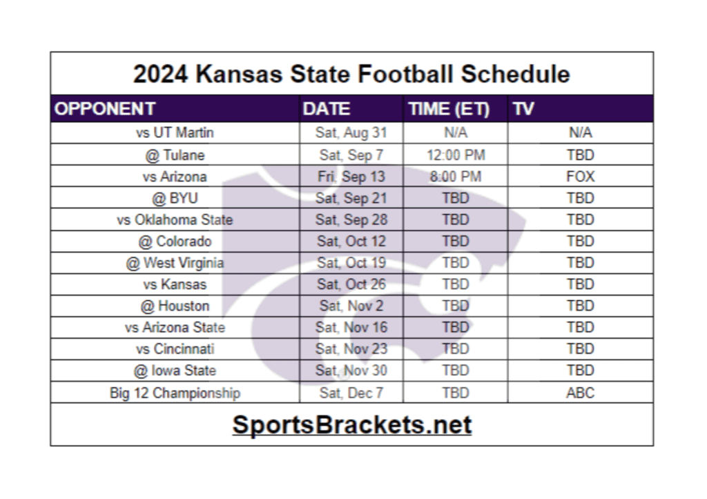 2024 Kansas Football Schedule