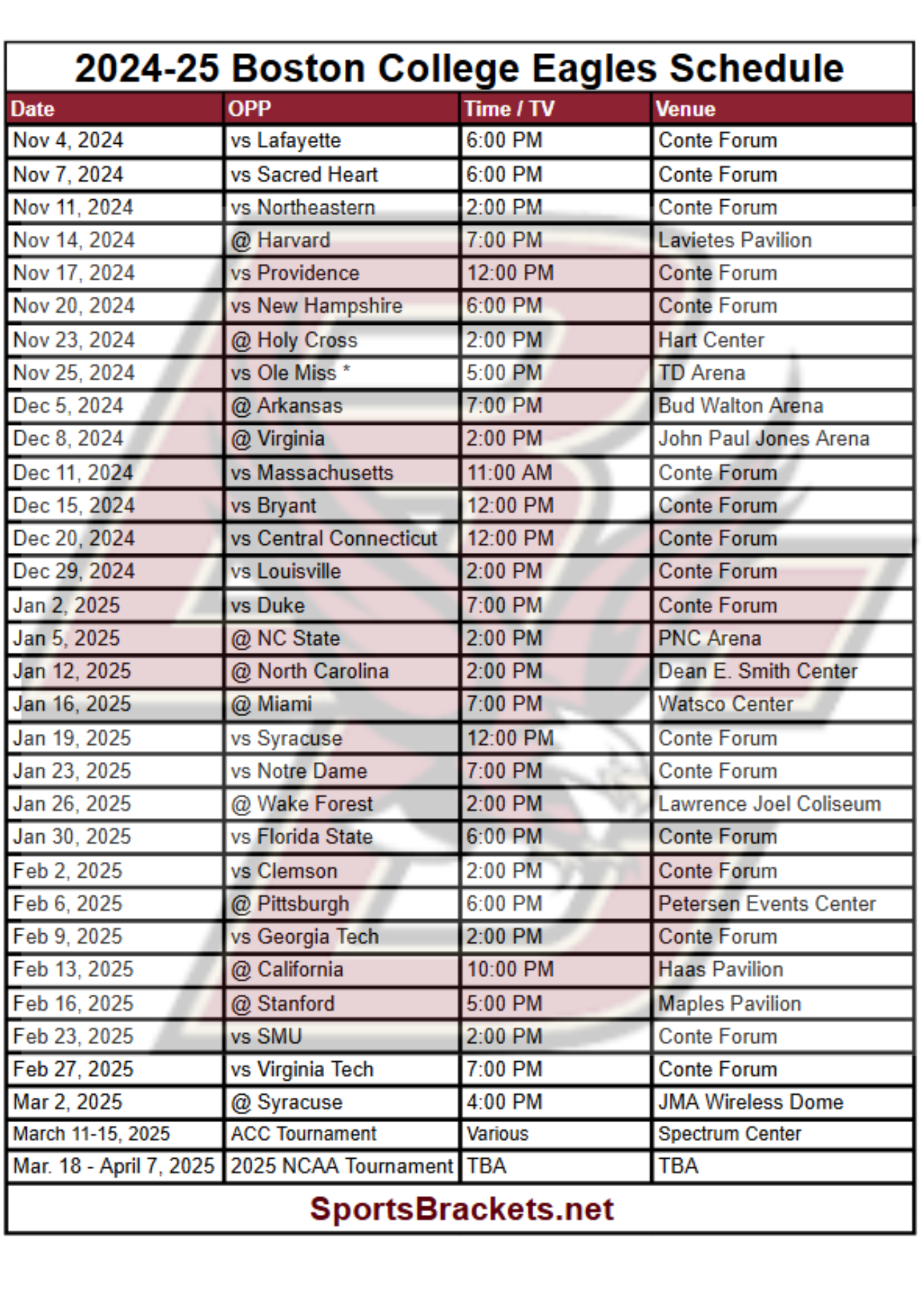 Printable 2024 25 Boston College Eagles Basketball Schedule TV printable-2024-25-boston-college-eagles-basketball-schedule-tv