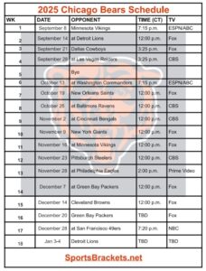 Printable 2025 Chicago Bears Schedule