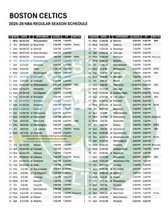 Printable 2025-26 Boston Celtics Schedule