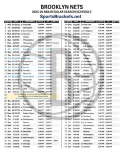 Printable 2025-26 Brooklyn Nets Schedule
