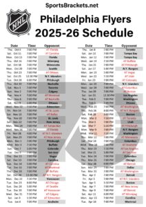 Printable 2025-26 Philadelphia Flyers Schedule