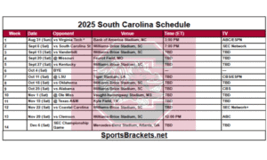 Read more about the article 2025 South Carolina Football Schedule; Printable, Matchups, and TV Broadcasts