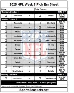 2025 NFL Pick Em Sheet Week 5