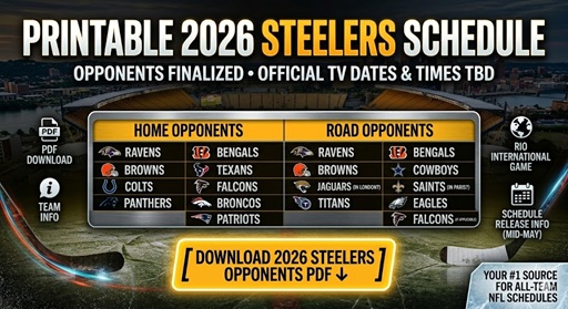 Printable 2026 Pittsburgh Steelers Schedule