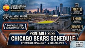 Printable 2026 Chicago Bears Schedule