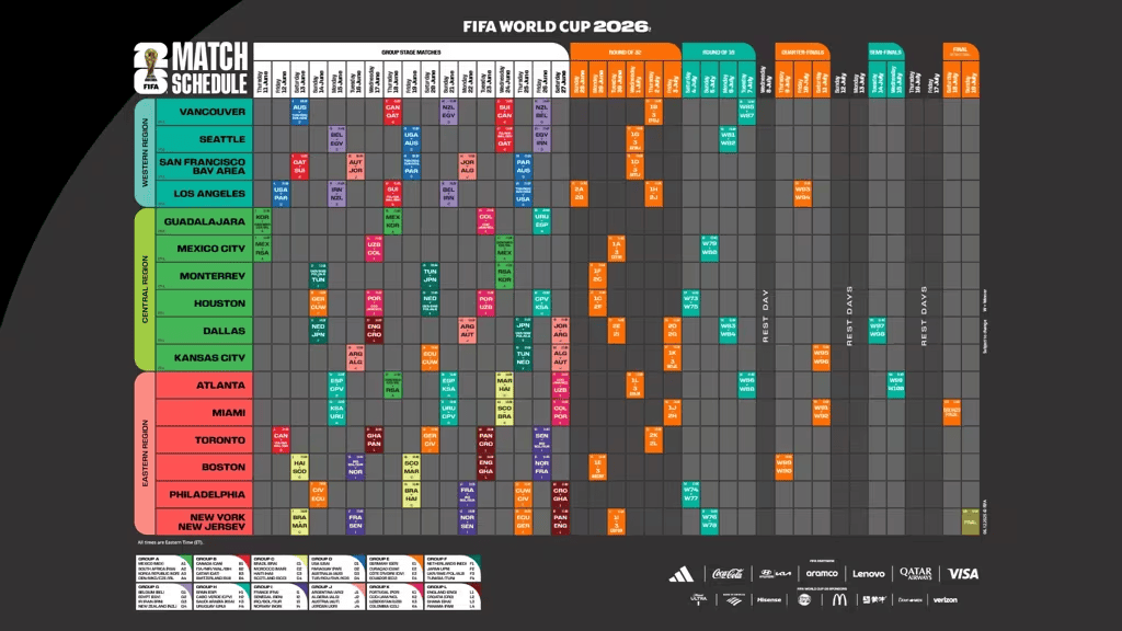 Printable 2026 World Cup Schedule Grid