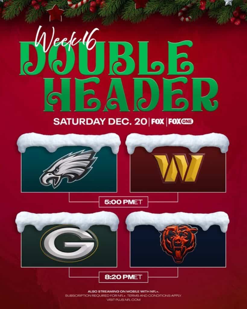 NFL Double Header - Sports Brackets NFL Saturday Doubleheader