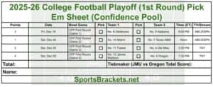 2025 College Football Playoff First-Round Pick’em Sheet