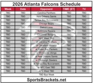 Printable 2026 Atlanta Falcons Schedule