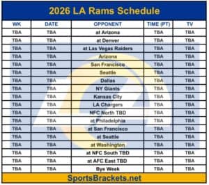 Printable 2026 LA Rams Schedule
