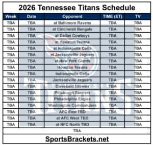 Printable 2026 Tennessee Titans Schedule