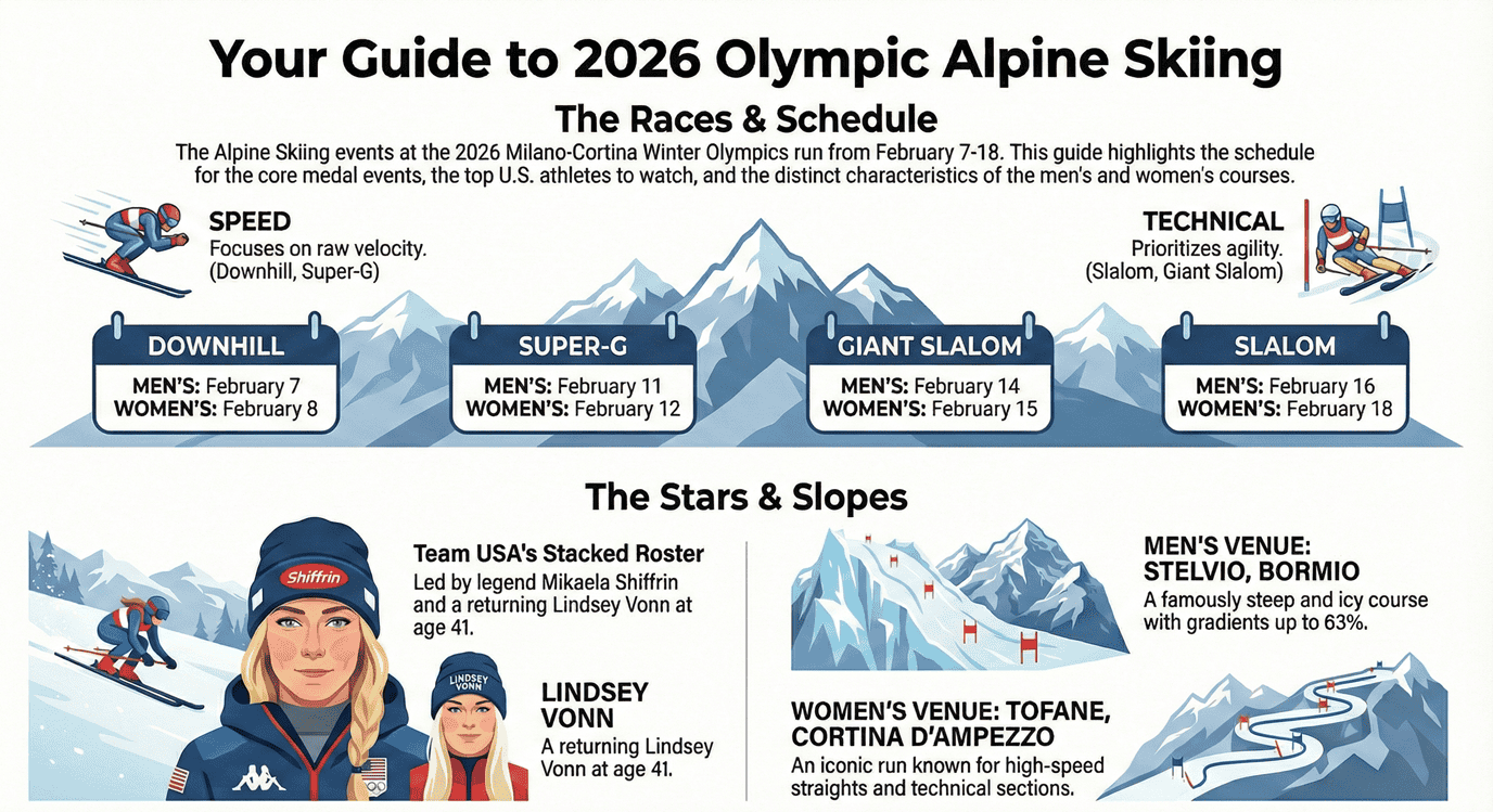 2026 Winter Olympics Alpine Skiing Schedule
