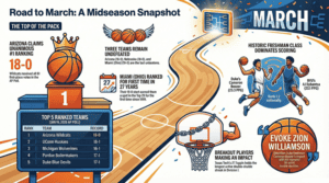 Read more about the article 2025-26 Men’s College Basketball Midseason Power Rankings & AP Top 25: Arizona Leads Undefeated Trio, Freshmen Stars Shine