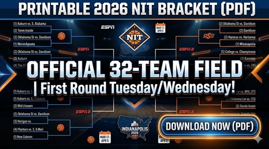 Printable 2026 NIT Bracket