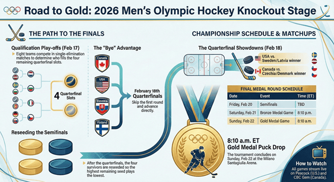 Olympische Winterspelen 2026 Hockey knock-outronde heren: volledige beugel, schema en afdrukbaar
