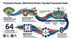 Read more about the article 2026 NCAA Division I Baseball Tournament Schedule, Bracket & Printable PDF – Regionals, Super Regionals, Men’s College World Series (Omaha)