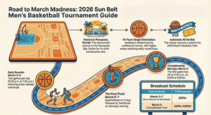 Read more about the article 2026 Sun Belt Men’s Basketball Tournament Schedule: Bracket, Dates & TV