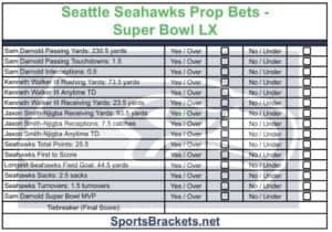 Printable Seattle Seahawks Prop Bets Sheet