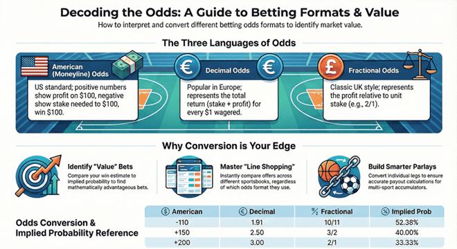 Weddenschapsconverter: gratis tool + gids voor Amerikaanse, decimale en fractionele kansen