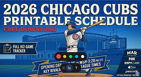 2026 Chicago Cubs Printable Schedule: Dates, Times, and TV Info – Sports Brackets