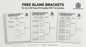 Blank Tournament Brackets: Printable 10, 12, and 16-Team PDF Templates