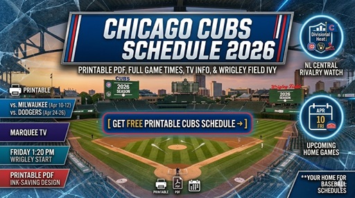 Printable 2026 Chicago Cubs Schedule Update
