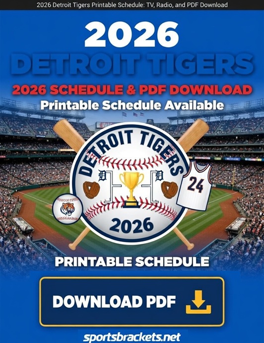 2026 Detroit Tigers Printable Schedule: TV, Radio, and PDF Download – Sports Brackets