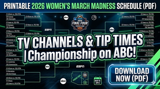 Printable 2026 Womens March Madness Schedule Featured - Sports Brackets Printable 2026 Women’s March Madness Schedule