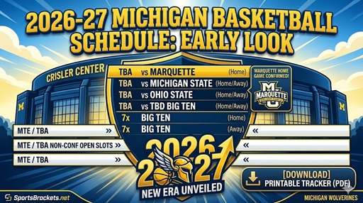 2026-27 Michigan Basketball Schedule - Sports Brackets 2026-27 Michigan Basketball Schedule