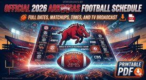 Read more about the article 2026 Arkansas Football Schedule, Printable PDF with TV Schedule