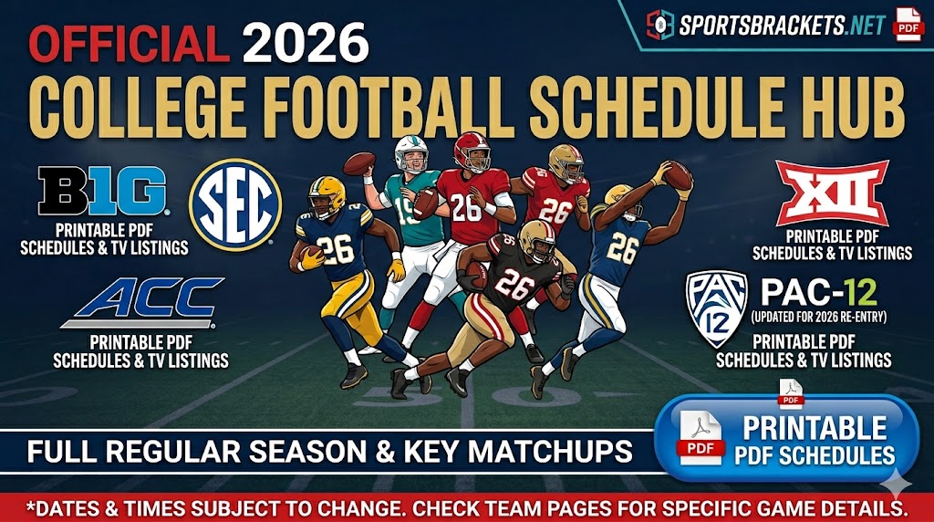 2026 College Football Schedule: Printable PDF, TV Channels, and Key Matchups – Sports Brackets