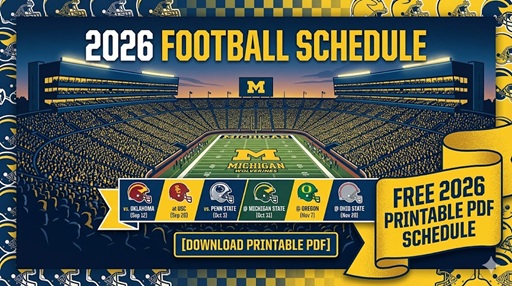 Voetbalschema Michigan 2026: data, aftraptijden en afdrukbare pdf