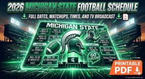 Read more about the article 2026 Michigan State Football Schedule, Printable PDF with TV Schedule