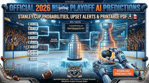 2026 NHL Playoff AI Predictions: Stanley Cup Probabilities, Upset Alerts & Printable PDF – Sports Brackets